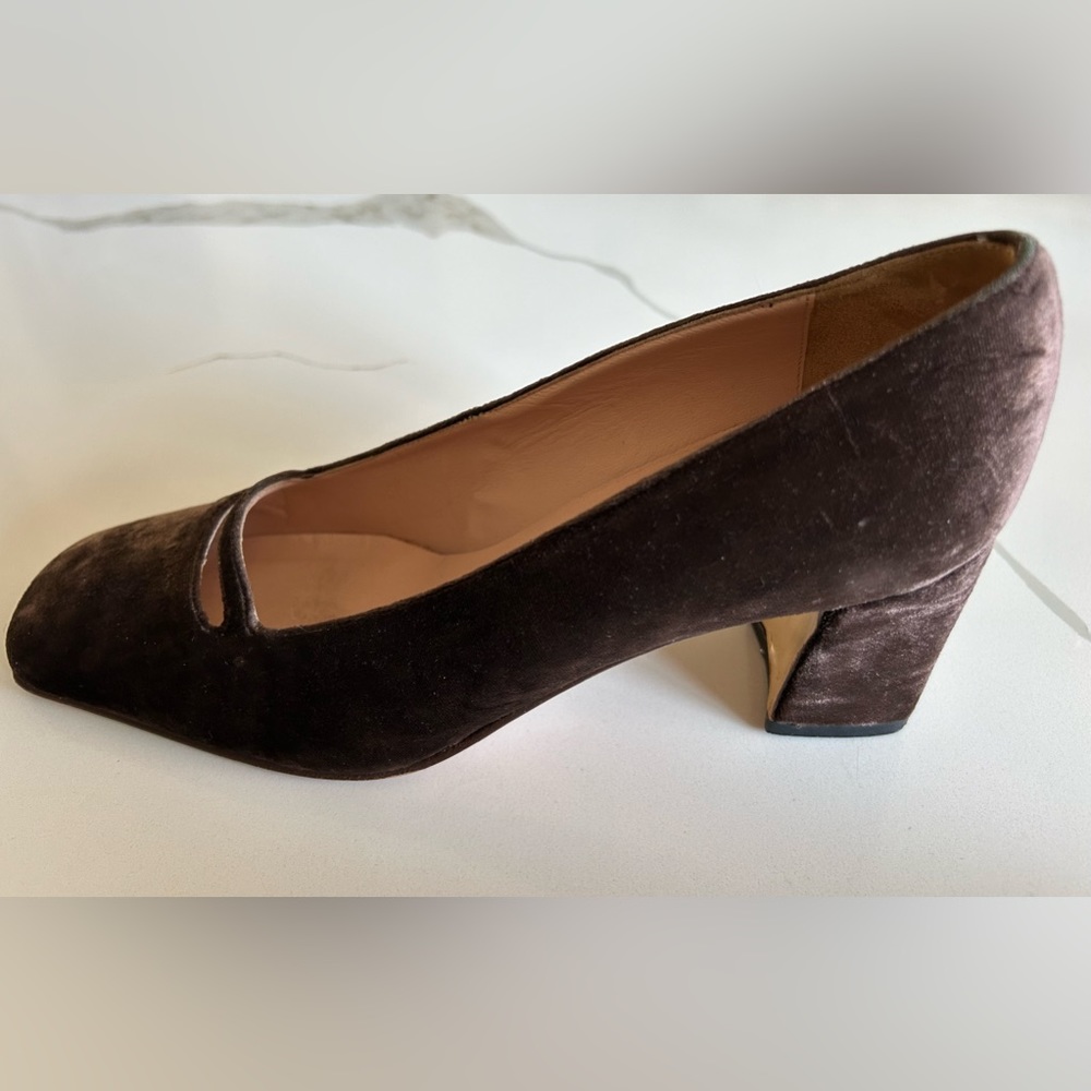 Vintage Brown Velvet Italian shoes- Block heel Women’s 37 (7)